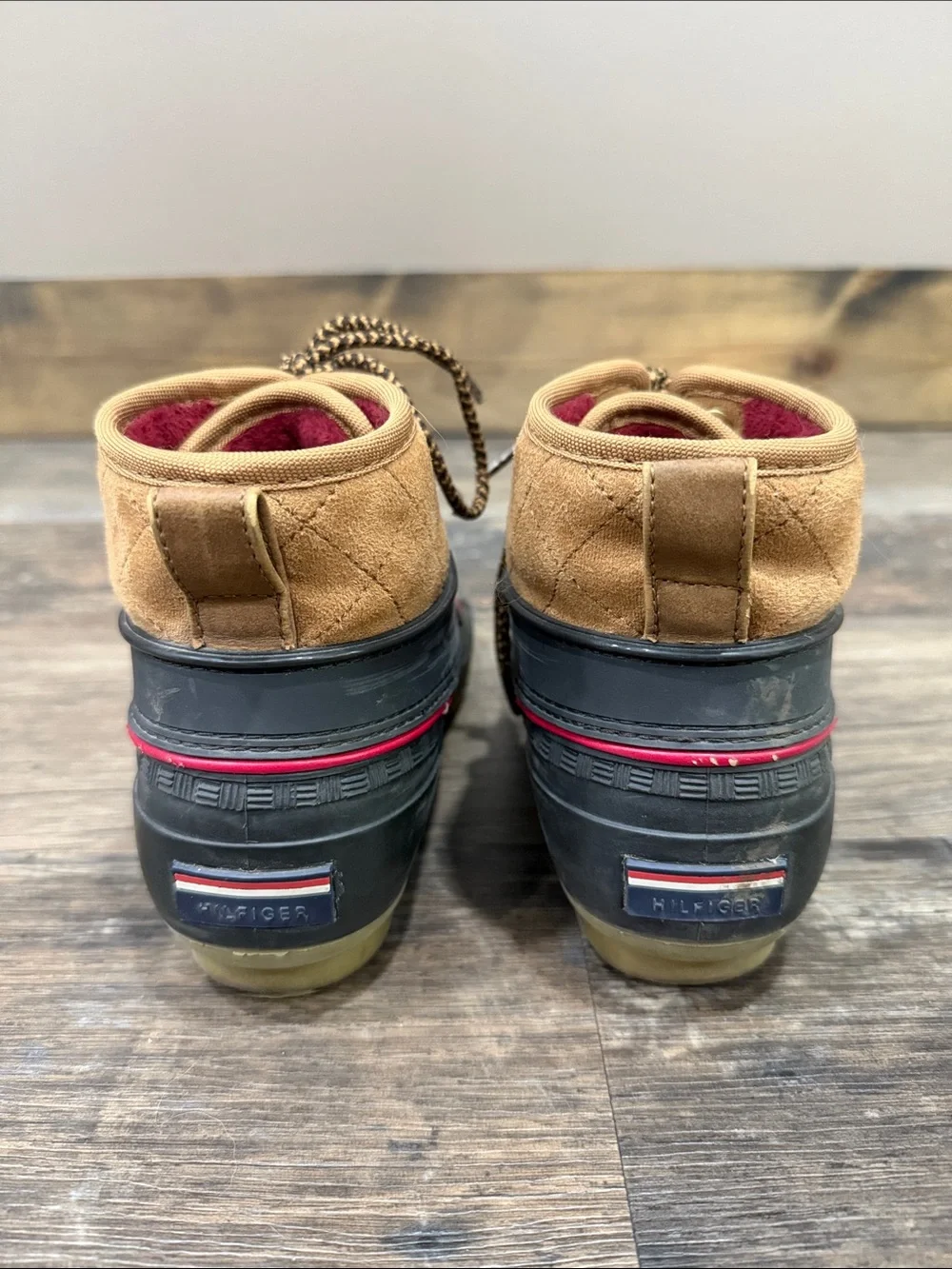Tommy Hilfiger Brown and Black Winter Rain Duck Boots